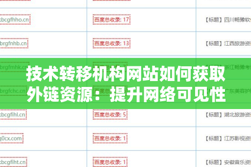 技术转移机构网站如何获取外链资源：提升网络可见性的全方位指南