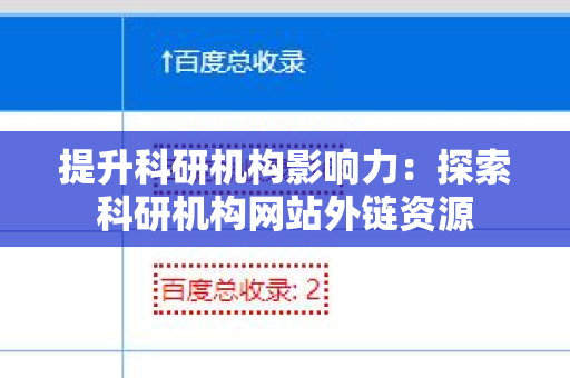 提升科研机构影响力：探索科研机构网站外链资源