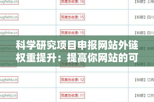 科学研究项目申报网站外链权重提升：提高你网站的可见度