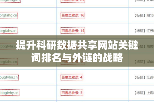 提升科研数据共享网站关键词排名与外链的战略