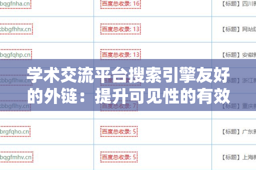 学术交流平台搜索引擎友好的外链：提升可见性的有效策略