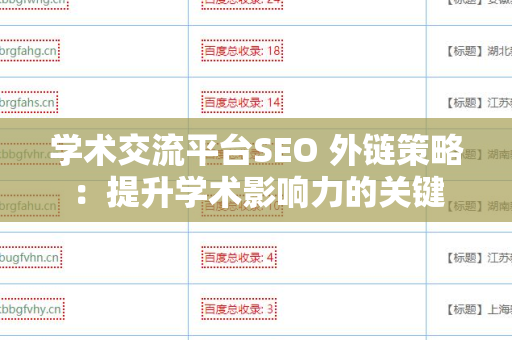 学术交流平台SEO 外链策略：提升学术影响力的关键