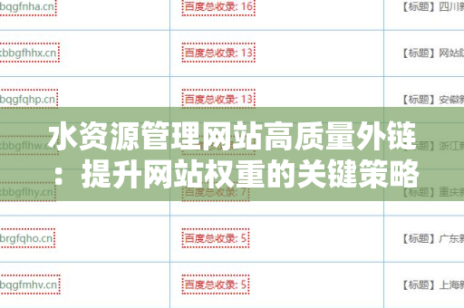 水资源管理网站高质量外链：提升网站权重的关键策略