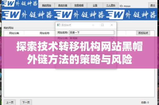 探索技术转移机构网站黑帽外链方法的策略与风险