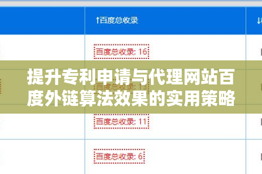 提升专利申请与代理网站百度外链算法效果的实用策略