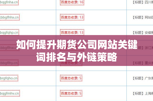 如何提升期货公司网站关键词排名与外链策略
