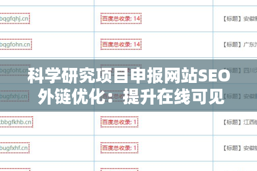 科学研究项目申报网站SEO 外链优化：提升在线可见性的关键策略
