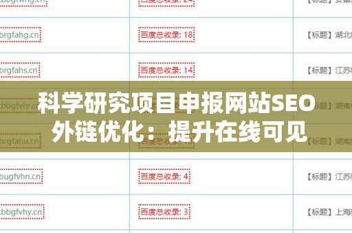 科学研究项目申报网站SEO 外链优化：提升在线可见性的关键策略