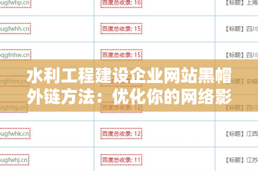 水利工程建设企业网站黑帽外链方法：优化你的网络影响力