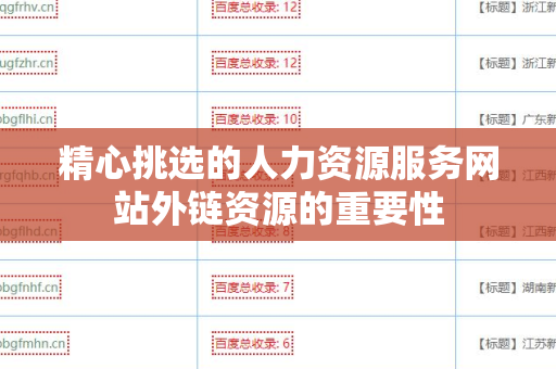 精心挑选的人力资源服务网站外链资源的重要性