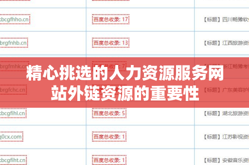 精心挑选的人力资源服务网站外链资源的重要性