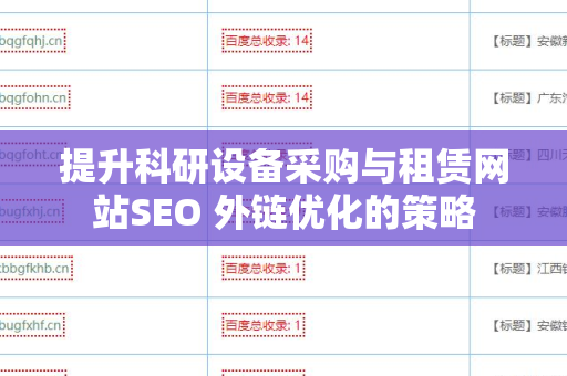 提升科研设备采购与租赁网站SEO 外链优化的策略