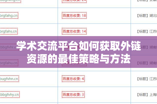 学术交流平台如何获取外链资源的最佳策略与方法