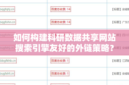 如何构建科研数据共享网站搜索引擎友好的外链策略？
