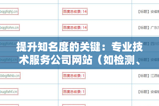 提升知名度的关键：专业技术服务公司网站（如检测、认证等）外链工具