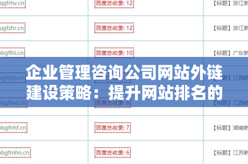 企业管理咨询公司网站外链建设策略：提升网站排名的新方法