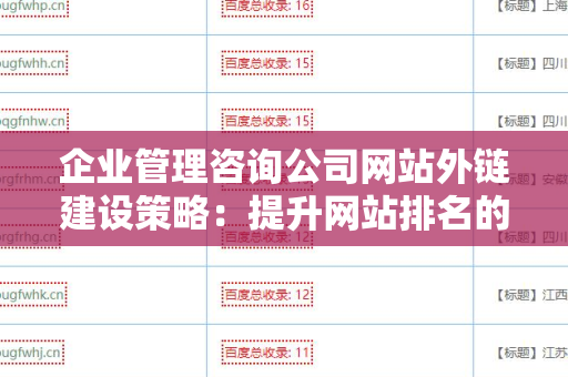 企业管理咨询公司网站外链建设策略：提升网站排名的新方法