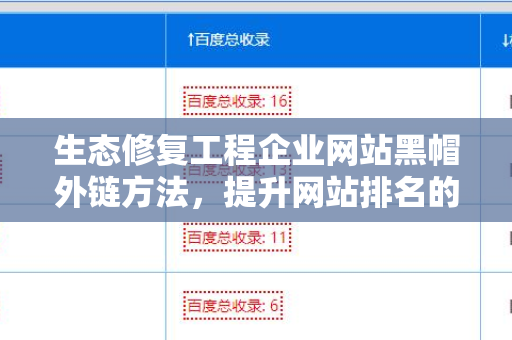 生态修复工程企业网站黑帽外链方法，提升网站排名的一种策略