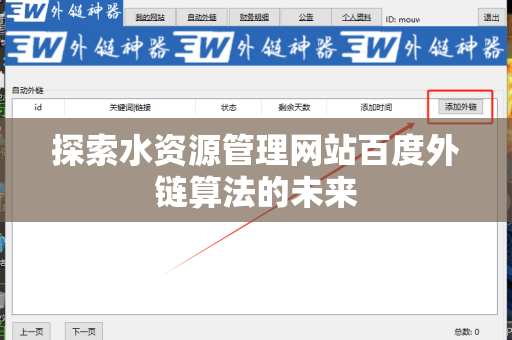 探索水资源管理网站百度外链算法的未来