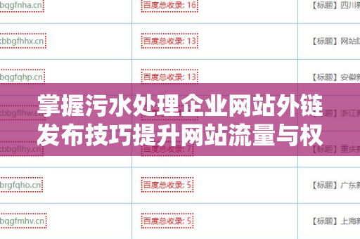 掌握污水处理企业网站外链发布技巧提升网站流量与权重