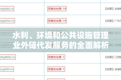 水利、环境和公共设施管理业外链代发服务的全面解析
