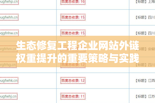 生态修复工程企业网站外链权重提升的重要策略与实践