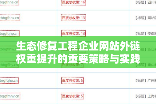 生态修复工程企业网站外链权重提升的重要策略与实践
