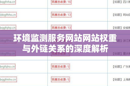 环境监测服务网站网站权重与外链关系的深度解析