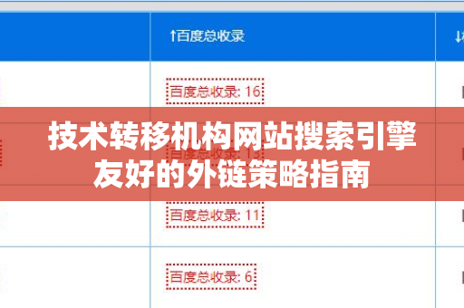 技术转移机构网站搜索引擎友好的外链策略指南