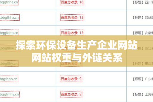 探索环保设备生产企业网站网站权重与外链关系