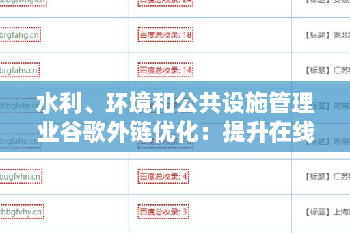 水利、环境和公共设施管理业谷歌外链优化：提升在线可见性的策略