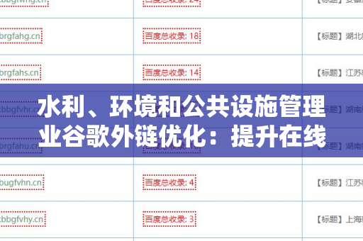 水利、环境和公共设施管理业谷歌外链优化：提升在线可见性的策略