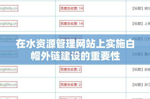 在水资源管理网站上实施白帽外链建设的重要性