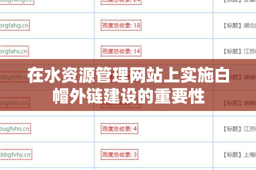在水资源管理网站上实施白帽外链建设的重要性