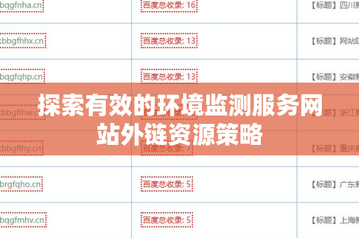 探索有效的环境监测服务网站外链资源策略