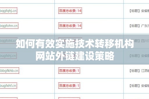 如何有效实施技术转移机构网站外链建设策略