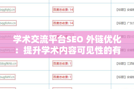 学术交流平台SEO 外链优化：提升学术内容可见性的有效策略