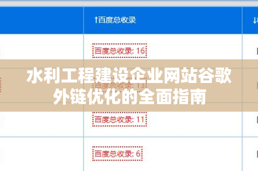 水利工程建设企业网站谷歌外链优化的全面指南