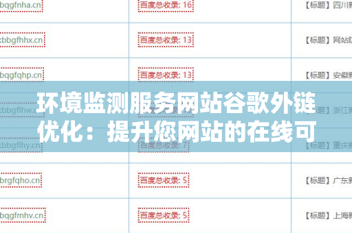 环境监测服务网站谷歌外链优化：提升您网站的在线可见性