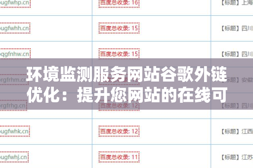 环境监测服务网站谷歌外链优化：提升您网站的在线可见性