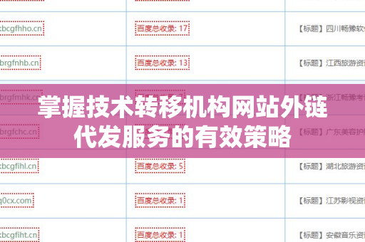 掌握技术转移机构网站外链代发服务的有效策略