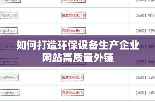 如何打造环保设备生产企业网站高质量外链