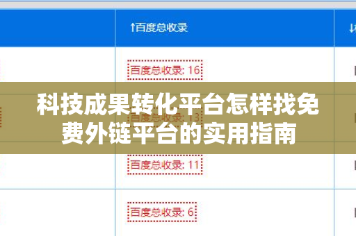 科技成果转化平台怎样找免费外链平台的实用指南