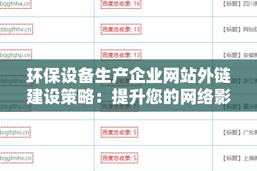 环保设备生产企业网站外链建设策略：提升您的网络影响力