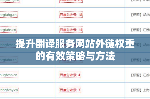 提升翻译服务网站外链权重的有效策略与方法