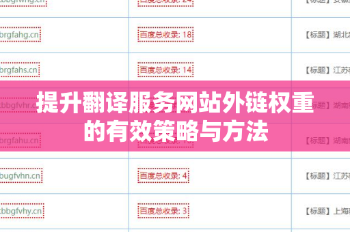 提升翻译服务网站外链权重的有效策略与方法