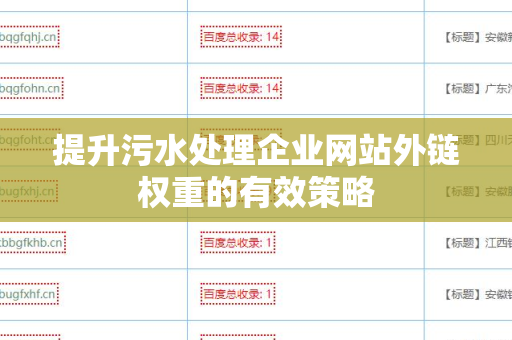 提升污水处理企业网站外链权重的有效策略