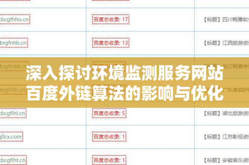 深入探讨环境监测服务网站百度外链算法的影响与优化策略