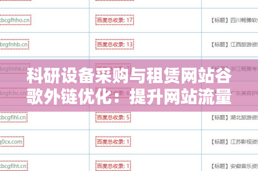 科研设备采购与租赁网站谷歌外链优化：提升网站流量的有效策略