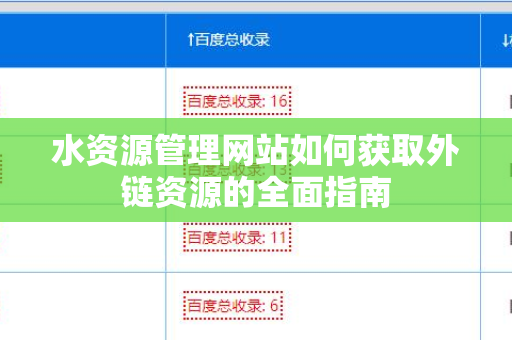水资源管理网站如何获取外链资源的全面指南